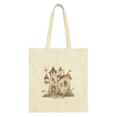 Fairy Tale Castle Tote Bag, Cute Cottagecore Bag, Whimsical House Art Tote, Enchanted Home Design, Book Lover Gift, Storybook Castle Gift - Tawshia